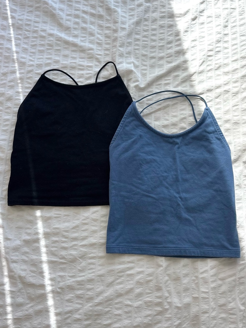 American Eagle Outfitters Black & Blue Double-Strap tank tops